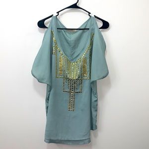 Jonathan Martin Tribal Bedazzled Cold Shoulder Top